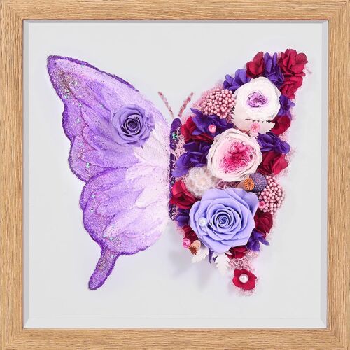 Cadre Photo avec Fleur Eternelle - Cadeau Original Femme - Papillons Dessinés à la Main avec Rose Éternelle - Cadeau pour Maman Ma Femme Saint Valentin Noël Anniversaire