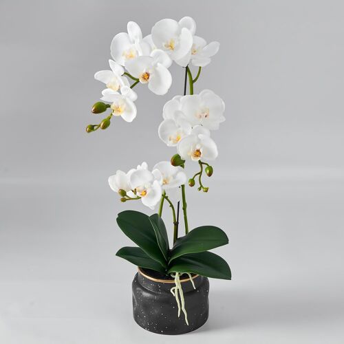 Orchidée Artificielle Au Toucher Réaliste \U2013 Faux Phalaenopsis En Pot De 50,8 Cm \U2013 Texture D'orchidée Et De Feuille En Soie Très Réaliste Pour La Maison, Le Bureau, La Boutique Et La Décoration