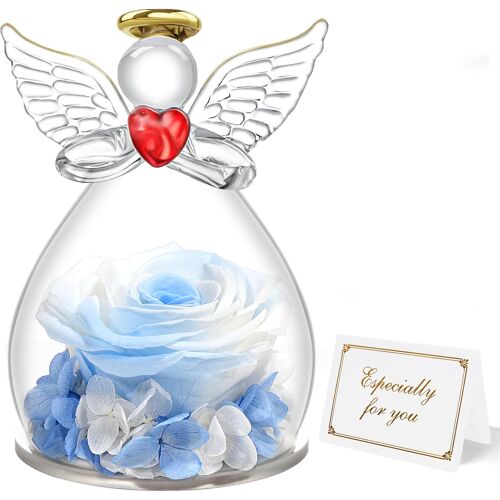 Rose Eternelle Coffret Cadeau Femme,Fleur Eternelle Figurine Ange Cadeau Maman,Flowers Cadeau Anniversaire Femme Maman,Guardian Angel Cadeaux Noel Fete des Meres pour Maman Mamie Belle Mere