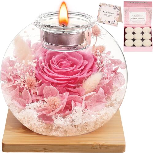 Cadeaux pour la fête des mères, rose royale éternelle conservée, rose préservée en dôme en verre, cadeau romantique pour la fête des mères, Saint-Valentin, Noël, cadeau d'anniversaire pour femmes