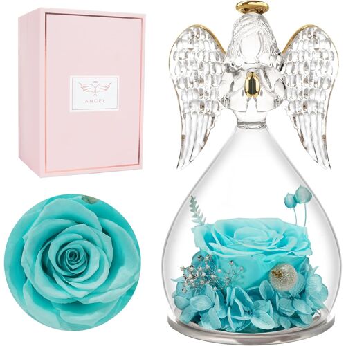 Rose Eternelle Cadeau Femme, Fleur Eternelle Cadeau Anniversaire Femme Mariage, Rose Éternelle Guardian Ange Figurine Cadeaux Maman Mamie Belle Mere, Cadeaux Noel Saint Valentin Fete des Meres