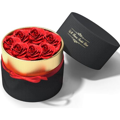 7 Pièces Rose Eternelle Fait à la Main Rose Conservée Boîte-Cadeau Roses Jamais Fanées Fleur éternelle pour Amoureux Cadeau pour Elle Saint-Valentin Fête des Mères l'anniversaire ou Noël