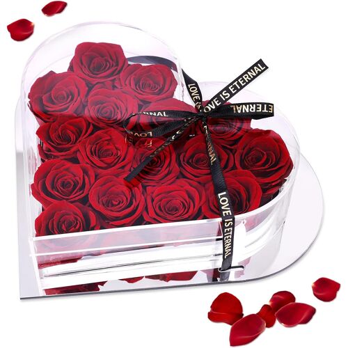 16 Pièces Rose Eternelle Fait à la Main Rose Conservée Boîte-Cadeau Roses Jamais Fanées Fleur éternelle pour Amoureux Cadeau pour Elle Saint-Valentin Fête des Mères l'anniversaire ou Noël