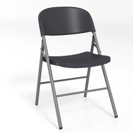 COSTWAY Lot de 6 Chaises de Salle à Manger Pliables en Plastique avec Dossier et Cadre Métal Robuste Charge 150 KG, Gris