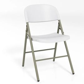 COSTWAY Lot de 6 Chaises de Salle à Manger Pliables en Plastique avec Dossier et Cadre Métal Robuste Charge 150 KG, Blanc