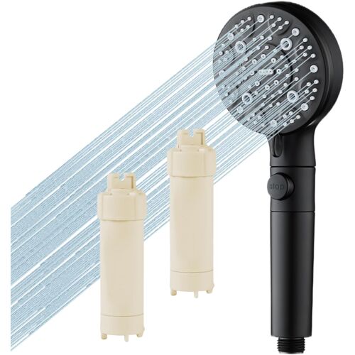 JGD-Pommeau de douche à haute pression avec filtre, 9 types de jets, économie d'eau, avec 2 filtres de douche, bouton d'arrêt d'eau One-Touch, pour eau dure, chlore résiduel
