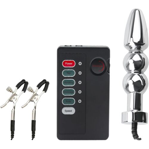Jgd-Plug Anal Électrique Pinces À Tétons Extreme Bondage Set Électrostimulation Pinces À Tétons Appareil D'électrostimulation Pour Femme Et Homme