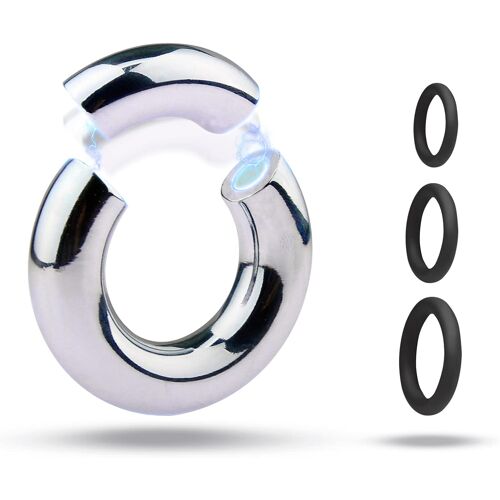 Jgd-Anneau Pénis Homme En Acier Inoxydable Extensible En Silicone Cockring,Anneaux Pénis Magnétiques Cbt Rallonge De Pénis + 3 Anneau Pénien En Silicone,Ejaculation Retardée (Intérieur(Ø) : 30mm)