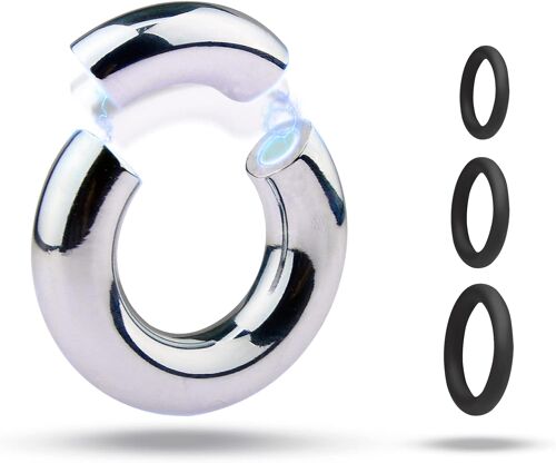 Jgd-Anneau Pénis Homme En Acier Inoxydable Extensible En Silicone Cockring,Anneaux Pénis Magnétiques Cbt Rallonge De Pénis + 3 Anneau Pénien En Silicone,Ejaculation Retardée (Intérieur(Ø) : 30mm)