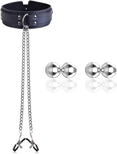 Kalanka-Pinces À Tétons Réglable Bondage Collier + 4 Métal Pinces À Tétons, Pinces À Seins Avec Chaîne Sextoys Adultes Pour Femmes Hommes Couples