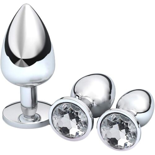 Jgd-Sex Jouet Anal Plug Anal En Métal Avec Cristal Plug Anal Plug Anal Plug Anal 28mm-34mm-40mm Acier Inoxydable Set Pour Femmes Couple Hommes