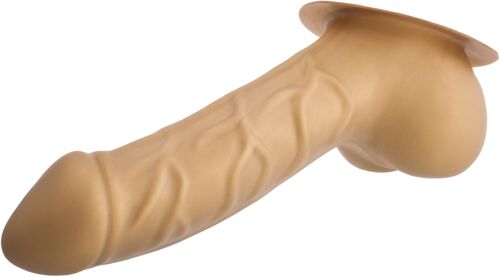 Jgd-Gaine De Pénis En Latex Carlos Or Avec Plaque De Base À Coller Sur Vêtement En Latex - Gaine De Pénis Veinée Avec Grand Scrotum Et Gland Marqué