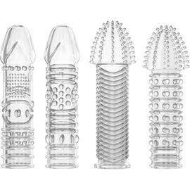 Jgd-Étuis Péniens À Texture Granuleuse - Pack De 4 Pièces,Gaines Pour Pénis,Extenseur De Pénis Masculin,Sex Toys Pour Couple Ensemble