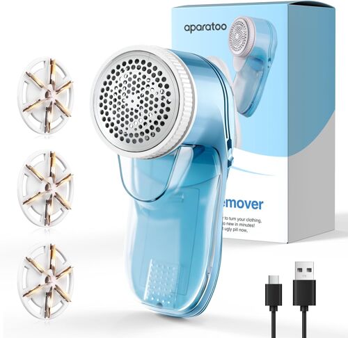MEVRONISSHOP-Rasoir Bouloche Électrique avec 3 Lames, Rasoir Anti Bouloche Vêtement USB Rechargeable, Portatif Rasoir Anti Peluche Vêtements Appareil Idéal pour Meubles Canapés Couvertures Rideaux