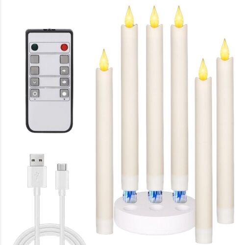 Bougies Led Rechargeables Hc-022s Avec Télécommande, Pack De 6, Blanc Chaud