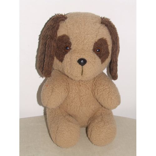 CHIEN ANCIEN VINTAGE COCARD MARRON 40 cm assis