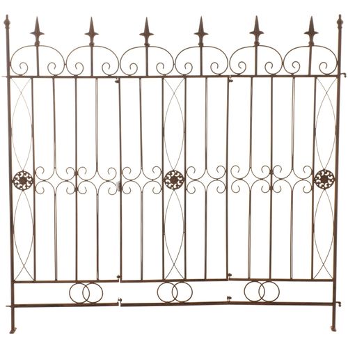 Clôture De Jardin En Fer Forgé Marron Vieilli 124 Cm Barrière Décorative Métal Pour Extérieur 10_0007885