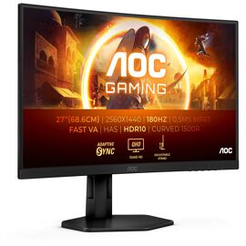 AOC Gaming CQ27G4X - G4 Series - écran LED - jeux - incurvé - 27" - 2560 x 1440 QHD @ 180 Hz - Fast VA - 300 cd/m² - 4000:1 - HDR10 - 0.5 ms - 2xHDMI, DisplayPort - noir