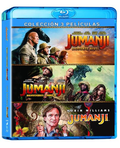 Jumanji: Welcome To The Jungle (2017), The Next Level (2019) + Jumanji (1995) Pack (Blu Ray)