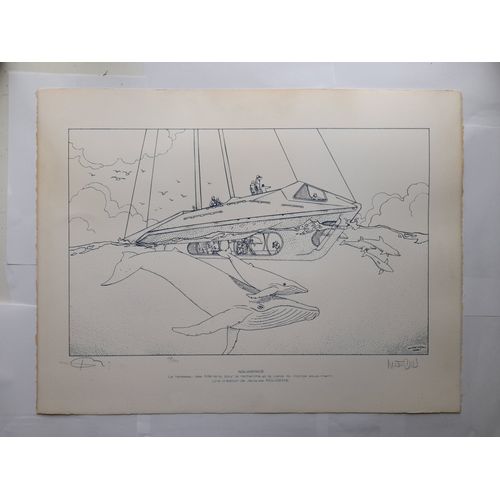 Moebius - Sérigraphie Aquaspace Signée Par Moebius Et J. Rougerie Au Crayon - 1985/Editions Aedena - Numérotée 40/150 - Dessin Signé Moebius/Laurent Girault