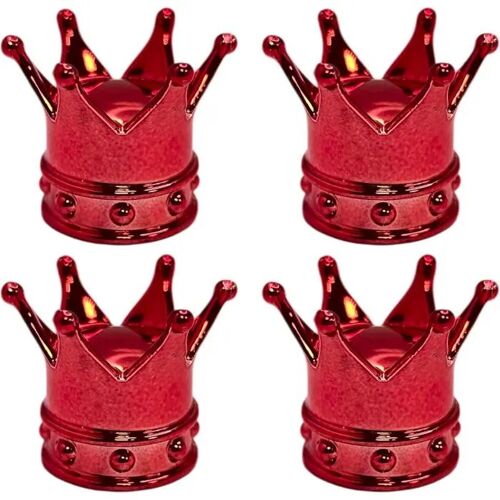 4x Bouchon De Valve Capuchon Forme Couronne Roi Reine Plastique Schrader Pneu Vélo Moto Auto Voiture Quad Trottinette, Rouge