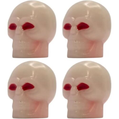 4x Bouchon De Valve Capuchon Forme Tête Os Skull Phosphorescent Lumineux Nuit Schrader Pneu Vélo Moto Auto Voiture Quad, Rouge