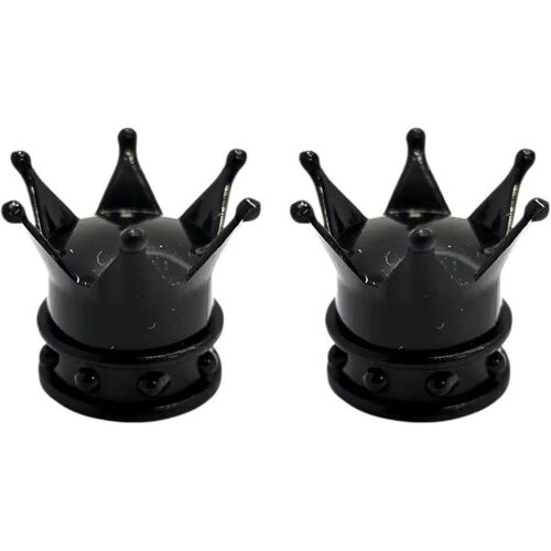 2x Bouchon De Valve Capuchon Forme Couronne Roi Reine Plastique Schrader Pneu Vélo Moto Auto Voiture Quad Trottinette, Noir