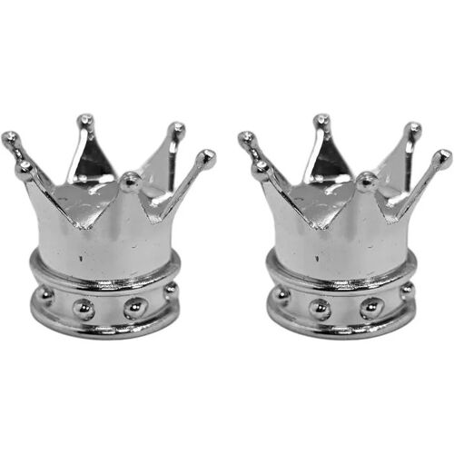2x Bouchon De Valve Capuchon Forme Couronne Roi Reine Plastique Schrader Pneu Vélo Moto Auto Voiture Quad Trottinette, Argent