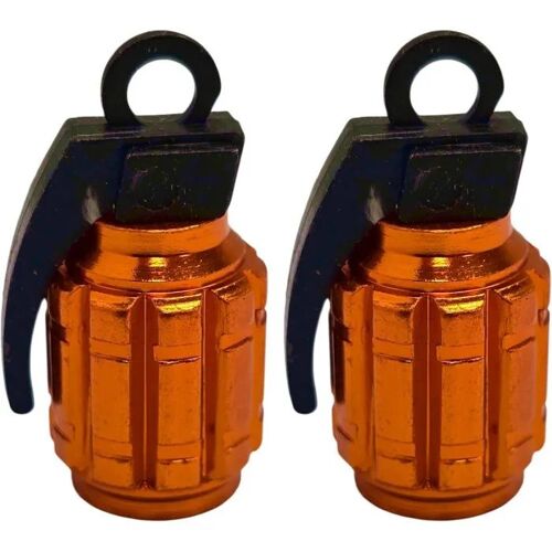 2x Bouchon De Valve Capuchon Forme Grenade Aluminium Schrader Pneu Vélo Moto Auto Voiture Quad Trottinette, Orange
