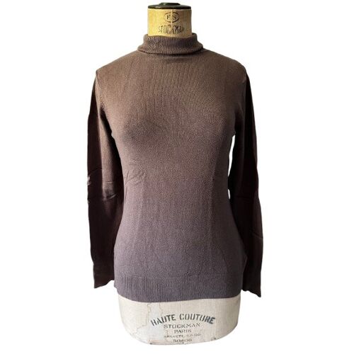 Pull Manches Longues Femme Taille 38/40 Marque : Ici Et Maintenant, Couleur : Marron Clair,. Matière : 70% Viscose, 30% Polyamide, Largeur : 40 Cm, Hauteur 68 Cm, Très Bon État Général,