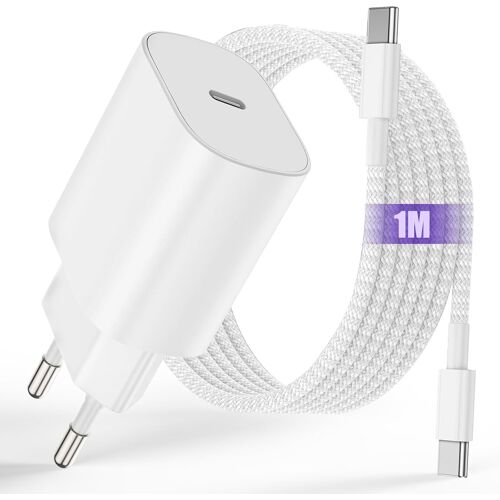 JGD-Chargeur iPhone 17 16 15, 25W USB C Chargeur iPad Adaptateur Rapide avec 1m Câble USBC to C pour iPad 12.9/11 inch, Air 5 4/iPad Pro 13/11,iPad 10/11/A16, IPhone 17 16 15 Pro Max Plus