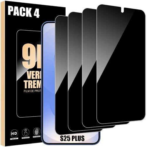 4 Vitre Protection Verre Trempé Anti-espion pour Samsung Galaxy S25 Plus, Noir - E.F.Connection