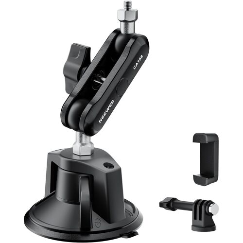 NEEWER Support de Téléphone à Ventouse et Support Caméra Compatible avec GoPro DJI Insta360 iPhone,Mount Phone Voiture avec Adaptateur de Caméra d'action,Bras Magique 360° pour Pare-Brise,Vidéo,CA158