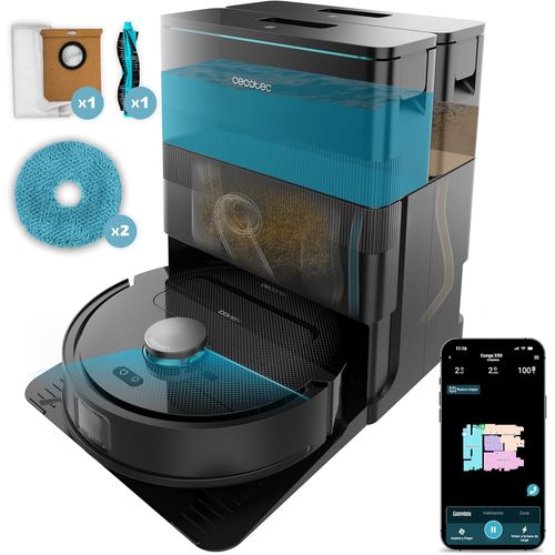 Robot aspirateur laveur noir 15000 Pa