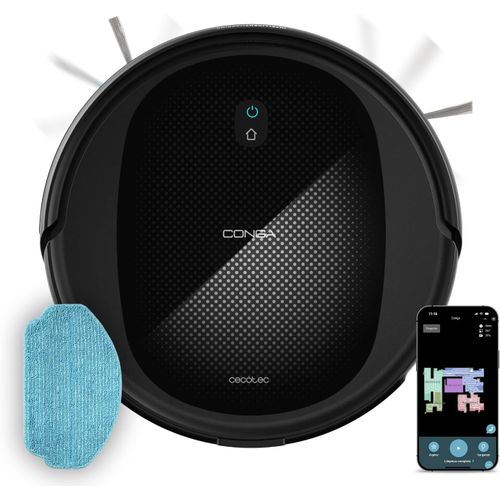 Robot aspirateur laveur noir jusqu¿à environ 160 m² e