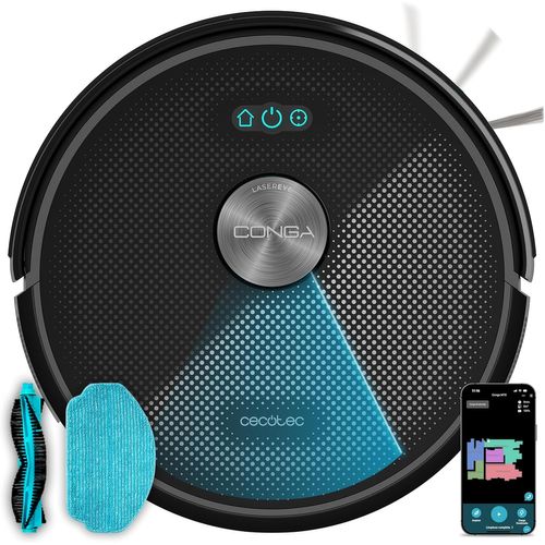 Robot aspirateur laveur noir 5000 Pa