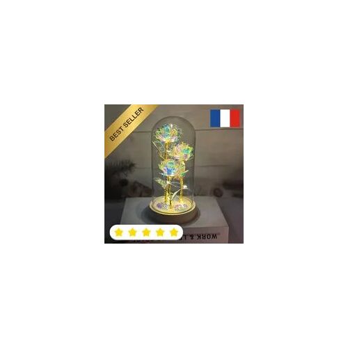Rose Éternelle LED Durable Résistant sous Dôme Cadeau Saint Valentin Noël Mères