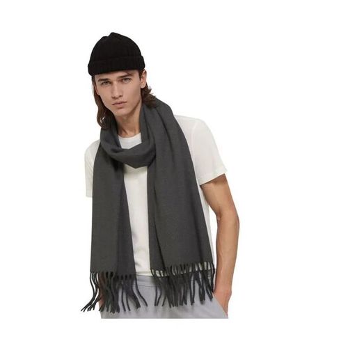Écharpe Homme - Hologramme Paris - Gris Foncé - Finition Douce Premium - 200 Cm X 30 Cm - Automne-Hiver