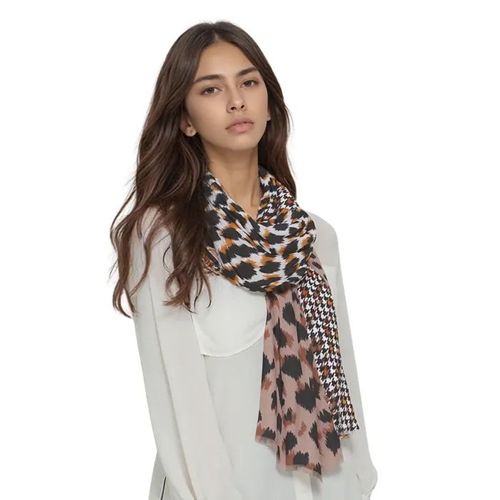 Écharpe Femme - Taupe - Coton 20% - Viscose 80% - Motifs Graphiques