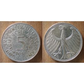Allemagne 5 Deutche Mark 1951 Atelier D Pour Munich Piece Argent