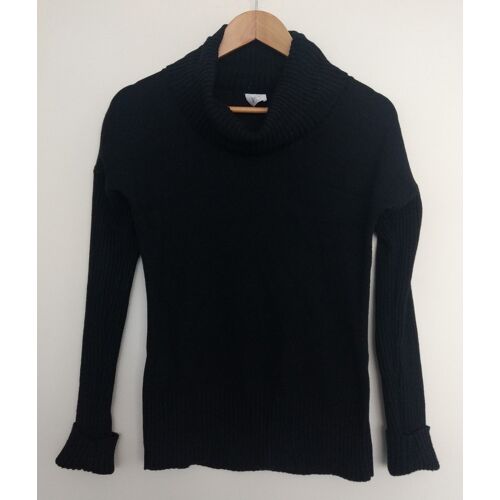 Pull Noir Grand Col. Camaieu. Taille 38