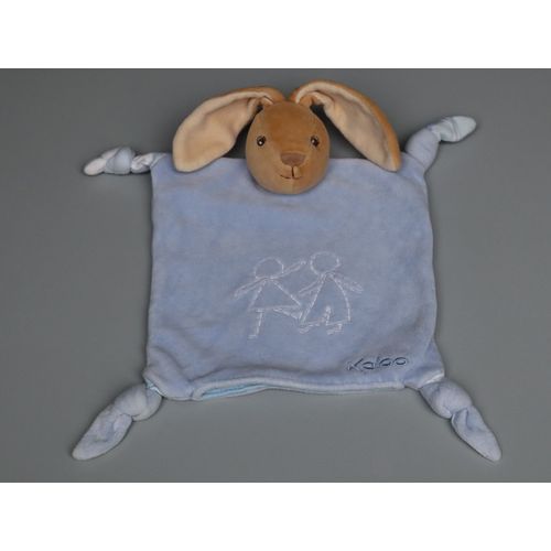 Doudou lapin plat Kaloo bleu enfants marionnette