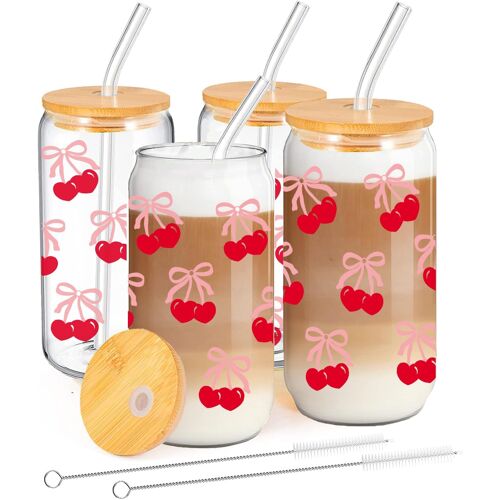 Gobelets Cerisier 500 Ml Avec Couvercle Et Paille