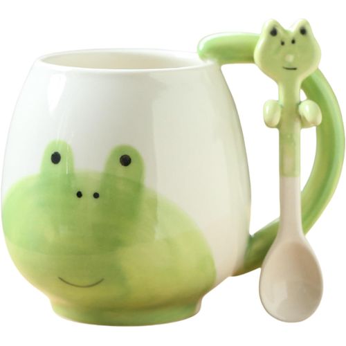 Tasse Grenouille Verte 3d Avec Cuillère 350 Ml