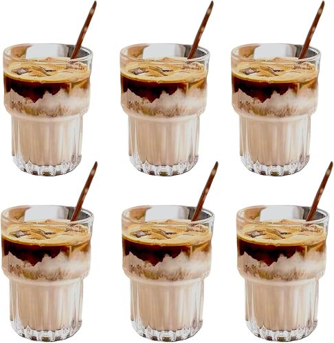 Lot De 6 Verres Latte Macchiato 320 Ml ¿ Design Vintage