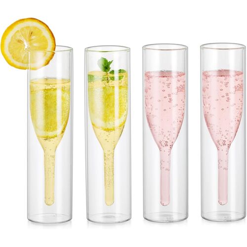 Flûtes Champagne Double Paroi En Verre Borosilicate ¿ 4 Pcs