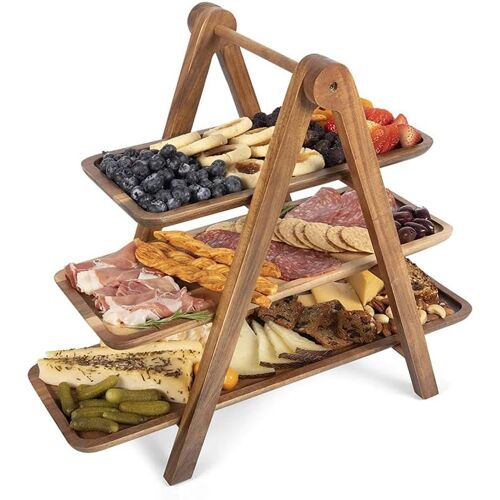 Présentoir À Gâteaux 3 Niveaux En Bois Naturel