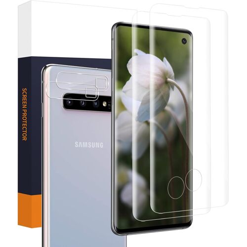 KALANKA-2+2 Pack Verre trempé pour Samsung Galaxy S10, Couverture 3D Vitre Protection, Dureté 9H Anti Rayures, Sans Bulle, Tactile sensible, 0,33mm HD Transparent S10 Protection écran+Film d'objectif