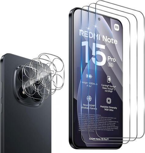 KALANKA-Verre Trempé Pour Redmi Note 15 Pro 5G, [3+3 Pièces] Vitre Protection écran Protection Camera, 9H Dureté Ultra HD Anti Rayures Film Protection écran