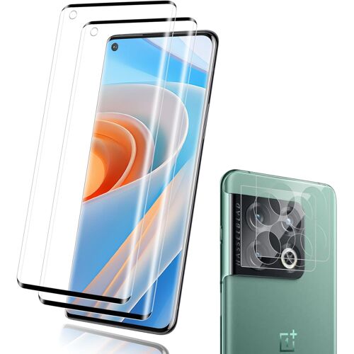 JGD-2+2 pièces Verre Trempé pour OnePlus 10 Pro, 0,33mm 9H Résistant aux Rayures vitre protection, HD Toucher Sensible protection écran, Couverture 3D Sans Bulle OnePlus 10 Pro Caméra Protection D'éc